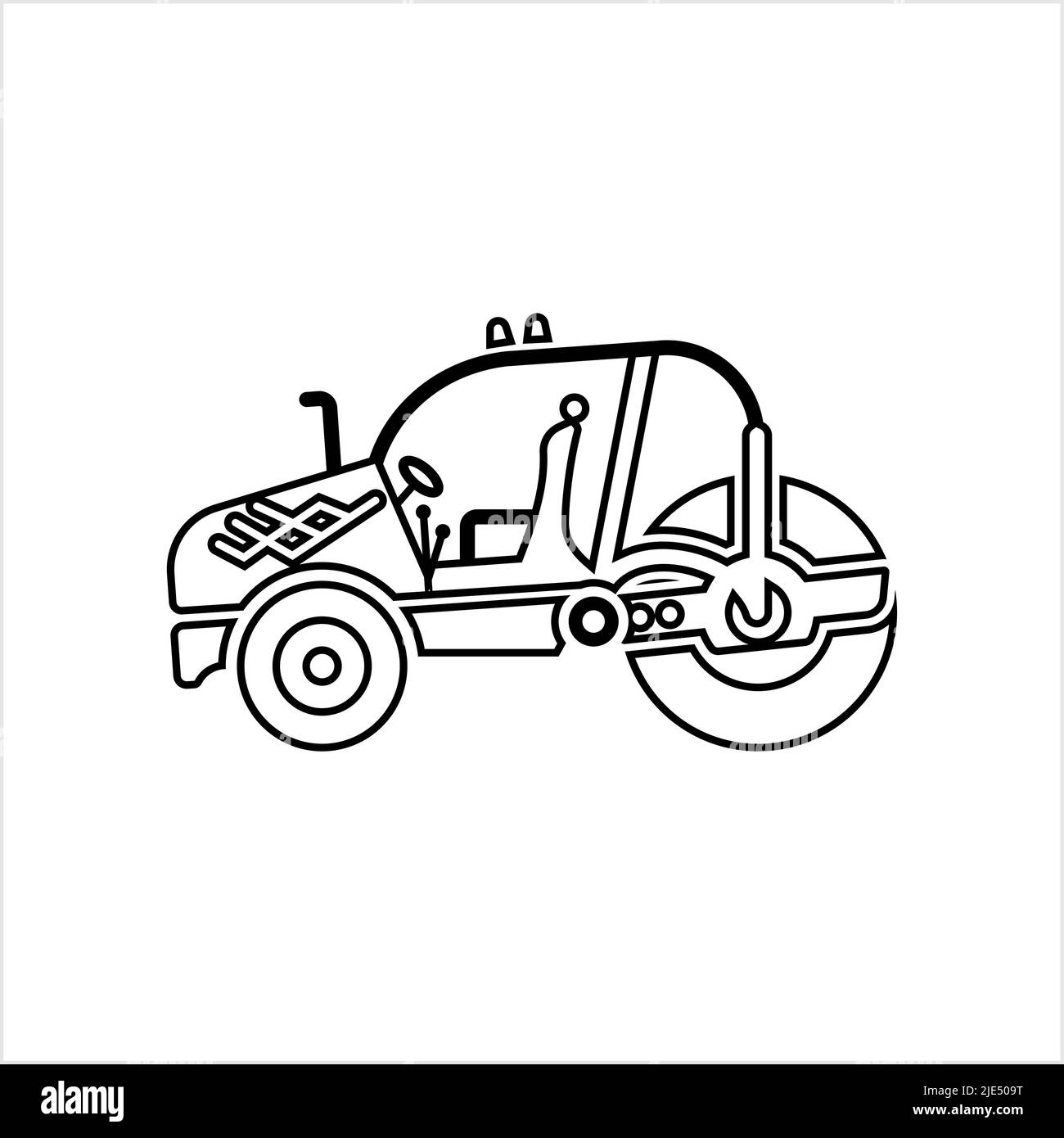 Road Roller Icon, Construction Vehicle Icon Vector Art Illustration ...