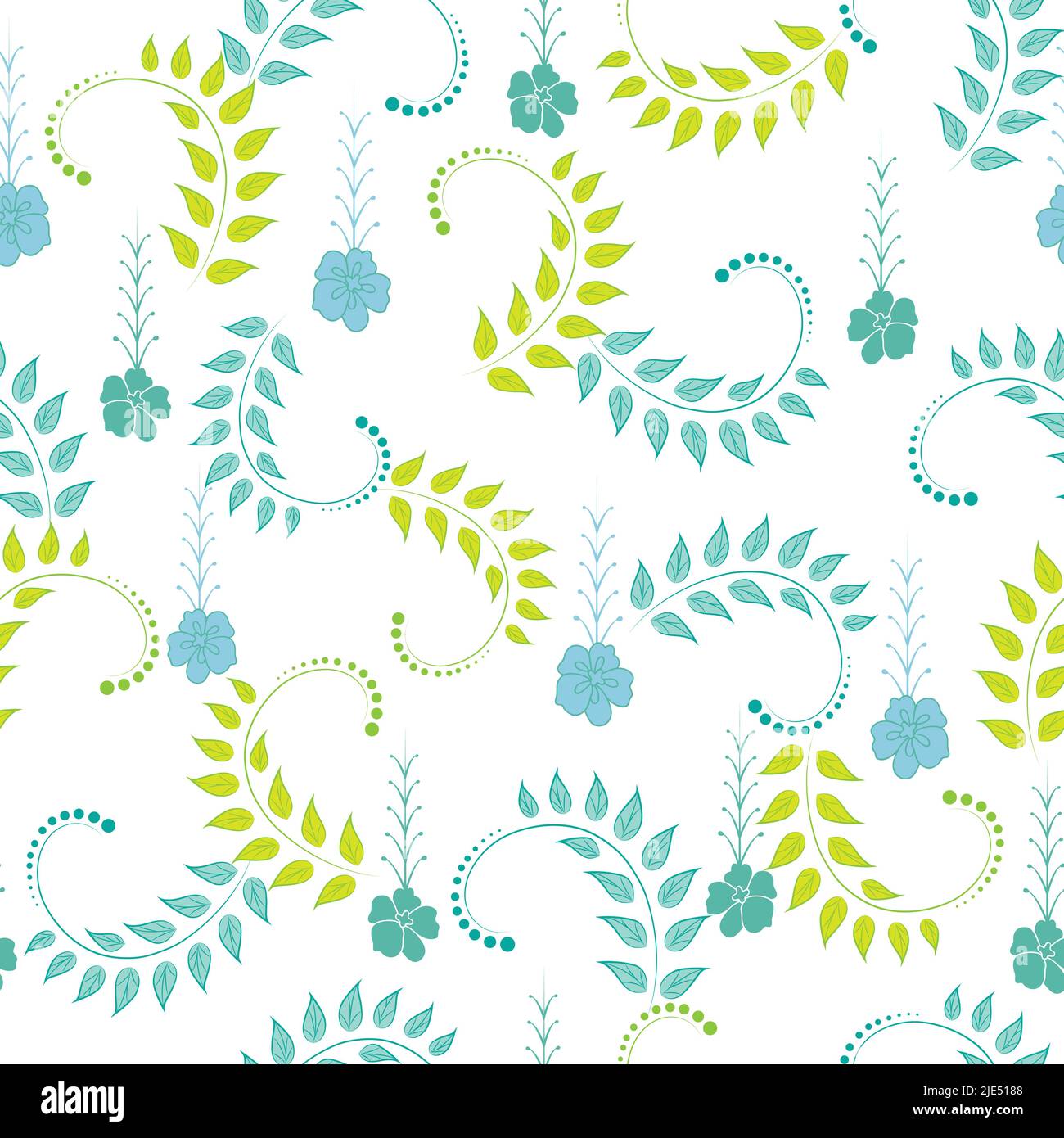 Blue green Vector Hand drawn Seamless pattern Background. Stock Vector