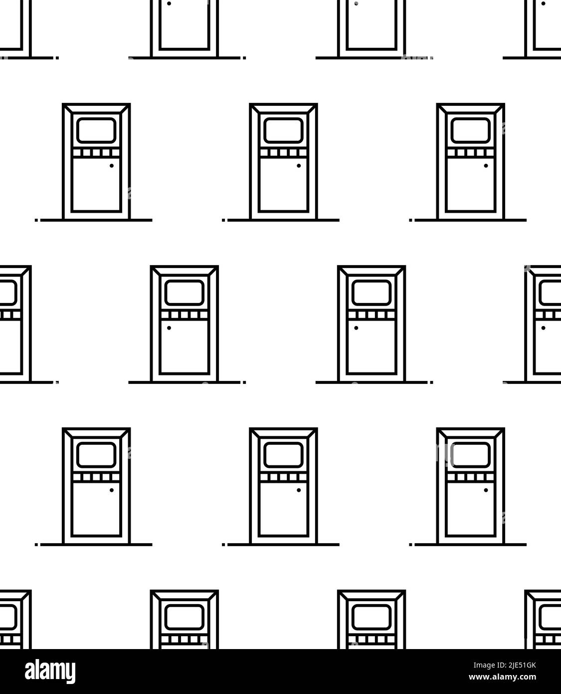 Door Icon Seamless Pattern, Architectural Door Icon Vector Art Illustration Stock Vector