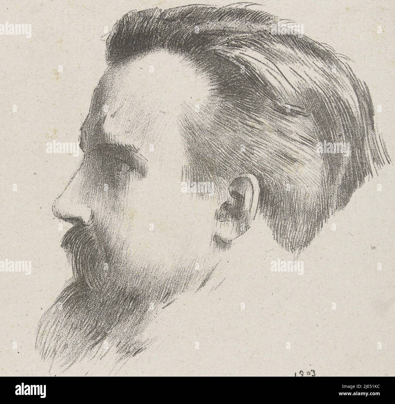 Portrait of the French painter Maurice Denis, Portrait of Maurice Denis, print maker: Odilon Redon, printer: Blanchard, print maker: France, printer: Paris, 1903 Stock Photo
