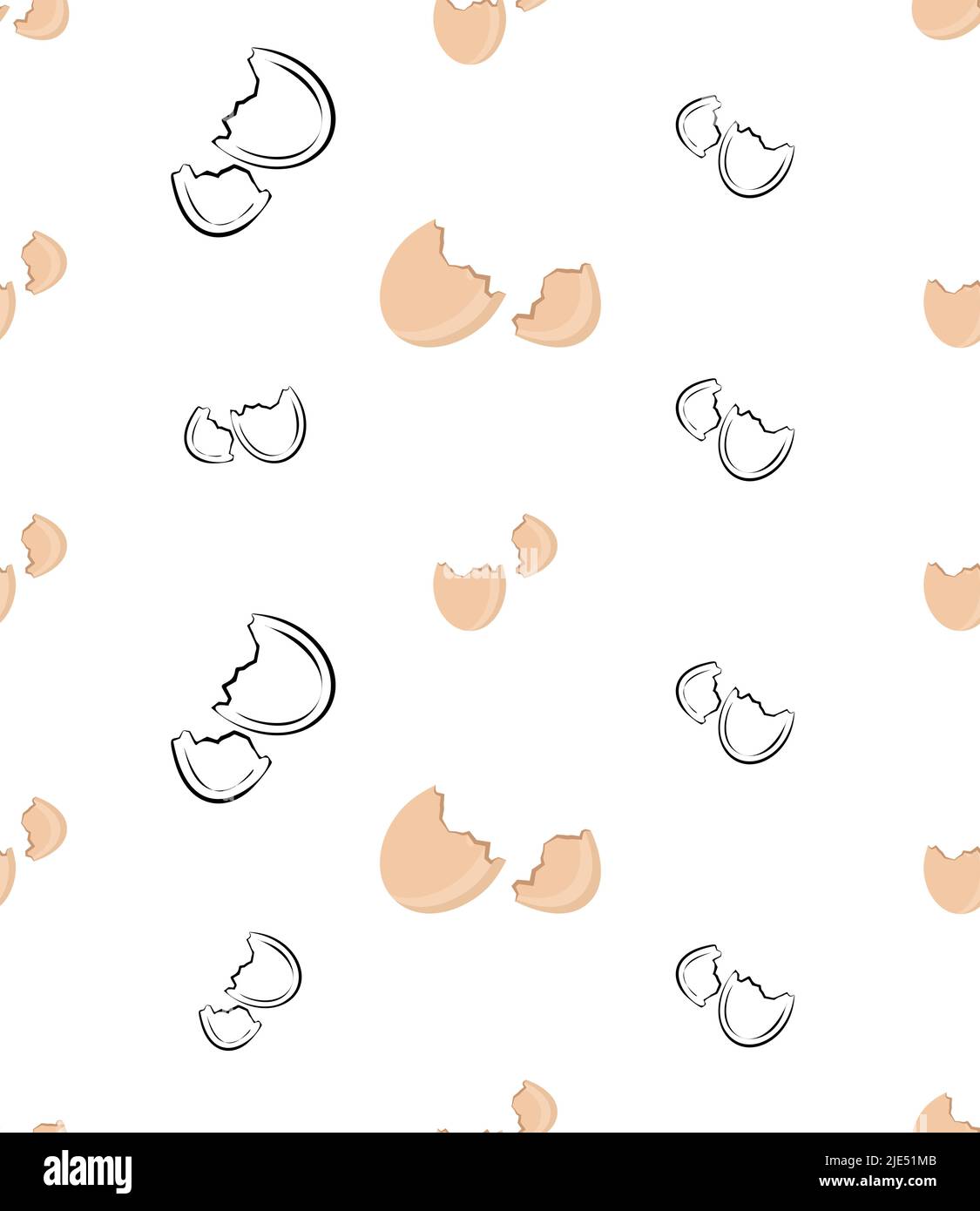 Broken Egg Icon, Broken Egg Seamless Pattern Vector Art Illustration Stock Vector