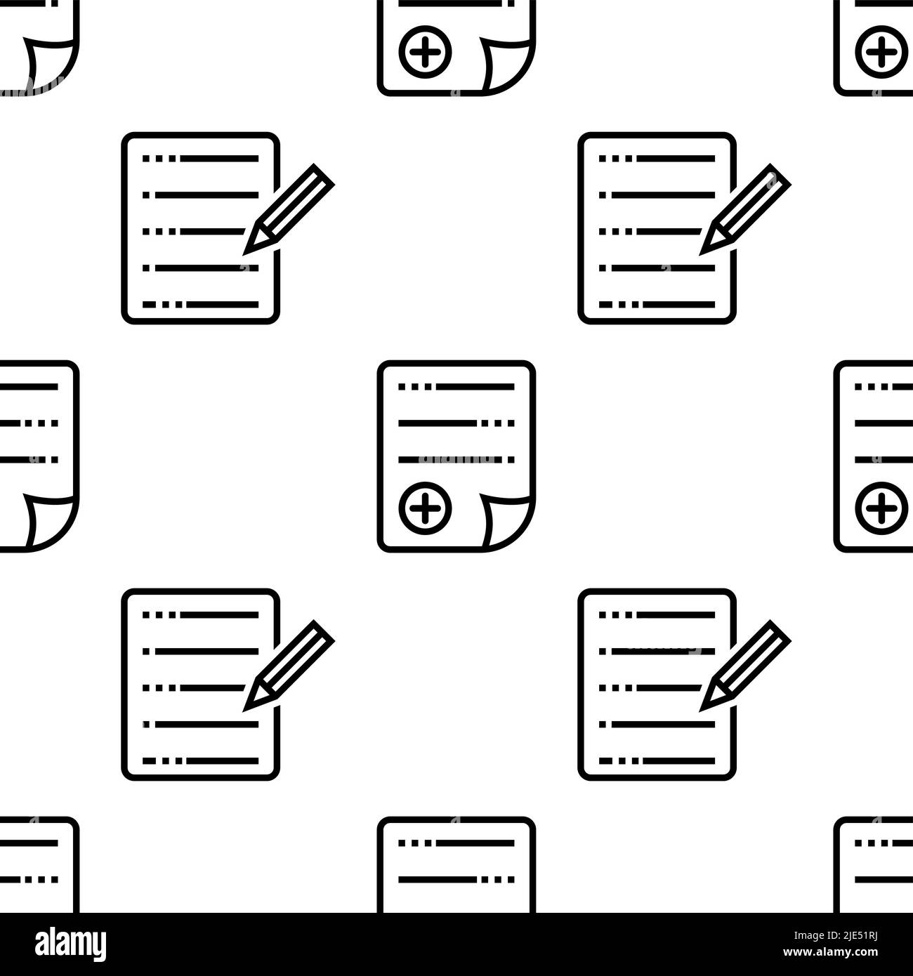 Notes Icon Seamless Pattern, Document, Letter Icon Vector Art ...