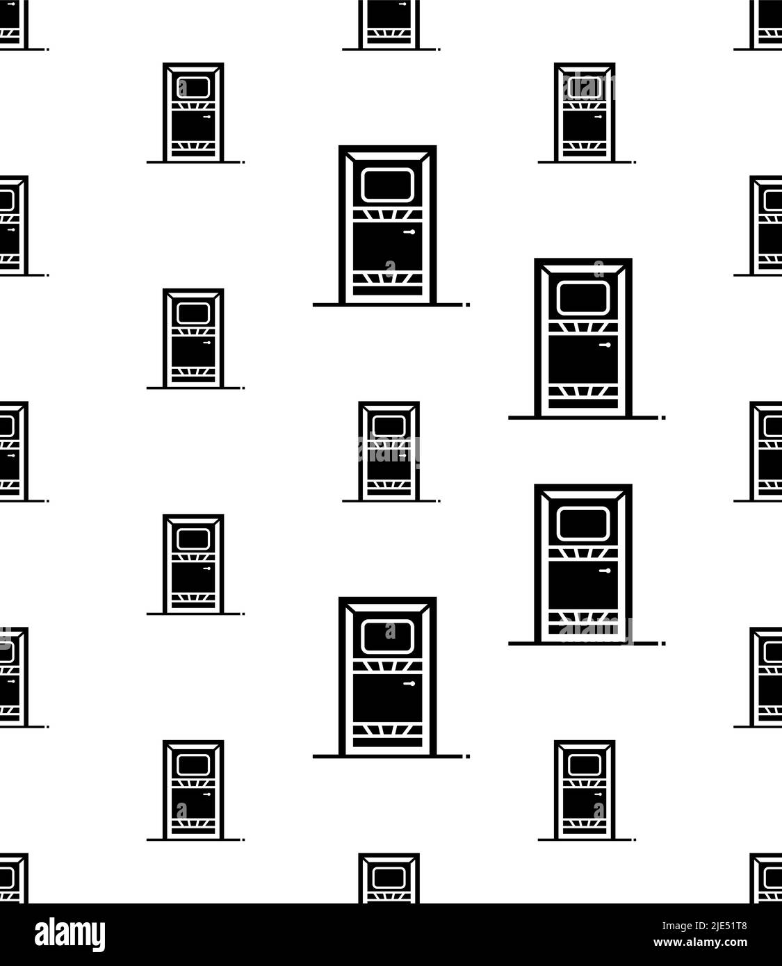 Door Icon Seamless Pattern, Architectural Door Icon Vector Art Illustration Stock Vector