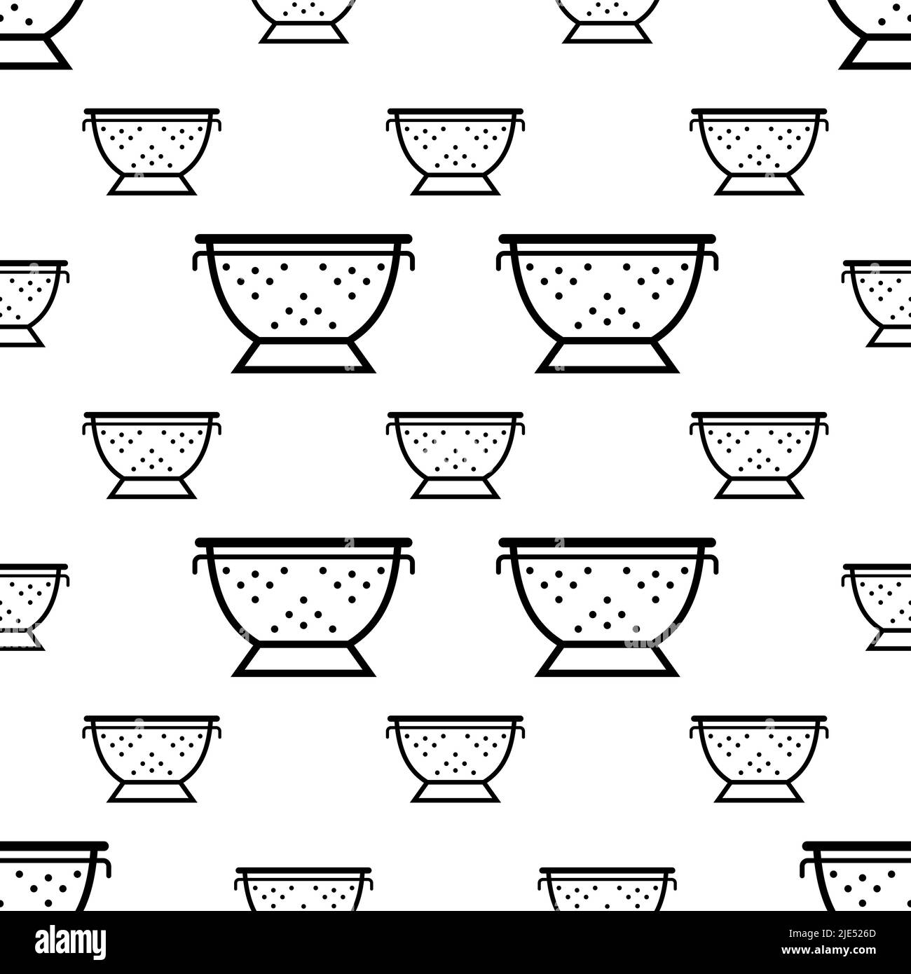 Colander Icon Seamless Pattern, Kitchen Cullender Utensil Icon Vector Art Illustration Stock Vector
