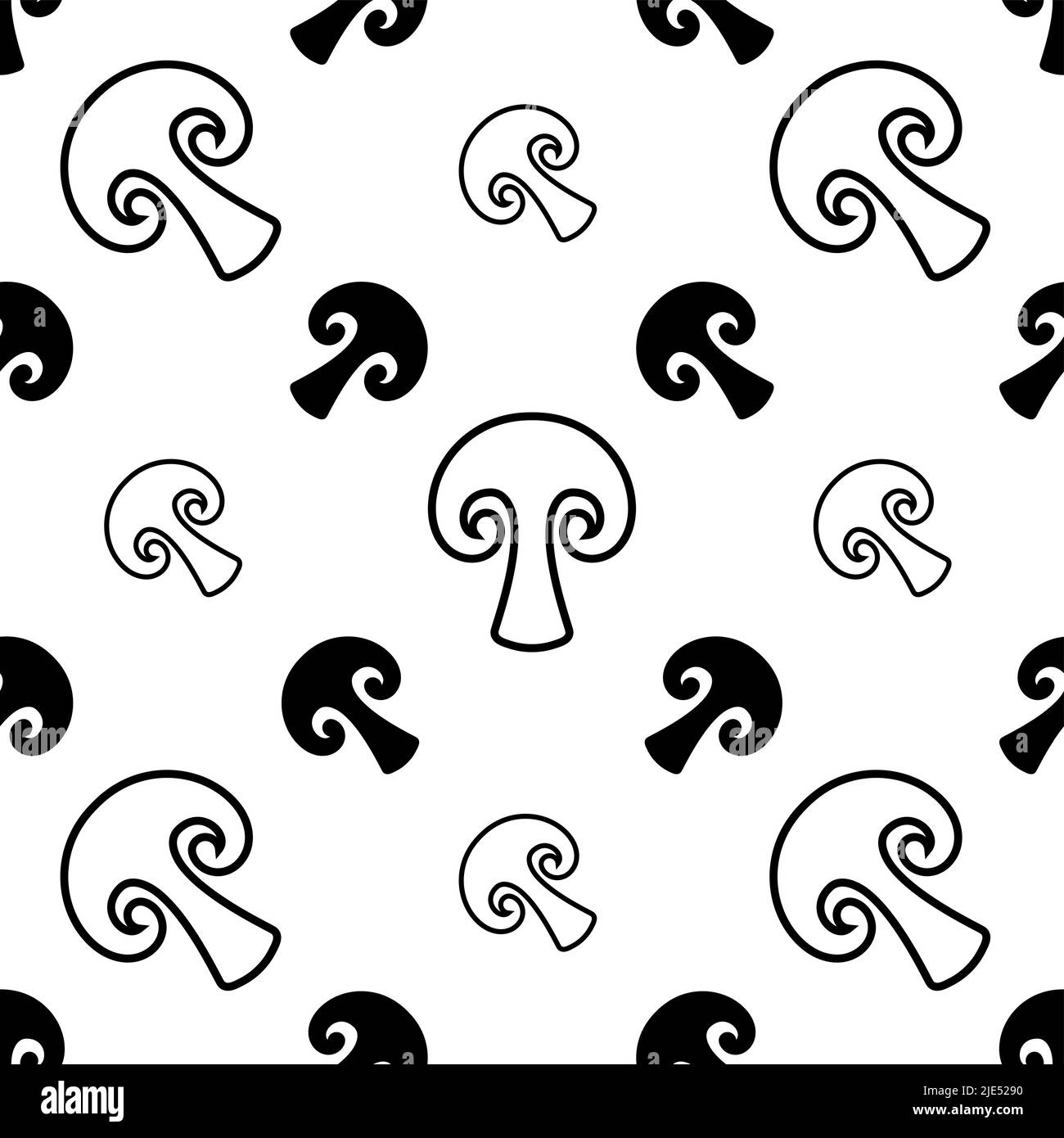 Mushroom Icon Seamless Pattern, Mushroom With Cap And Stipe Vector Art Illustration Stock Vector