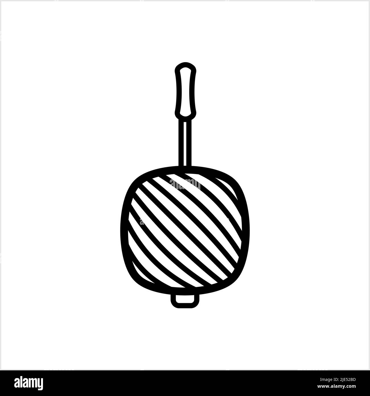Grill Pan Icon, Barbecue Grill Pan, Kitchen Utensil Icon Vector Art