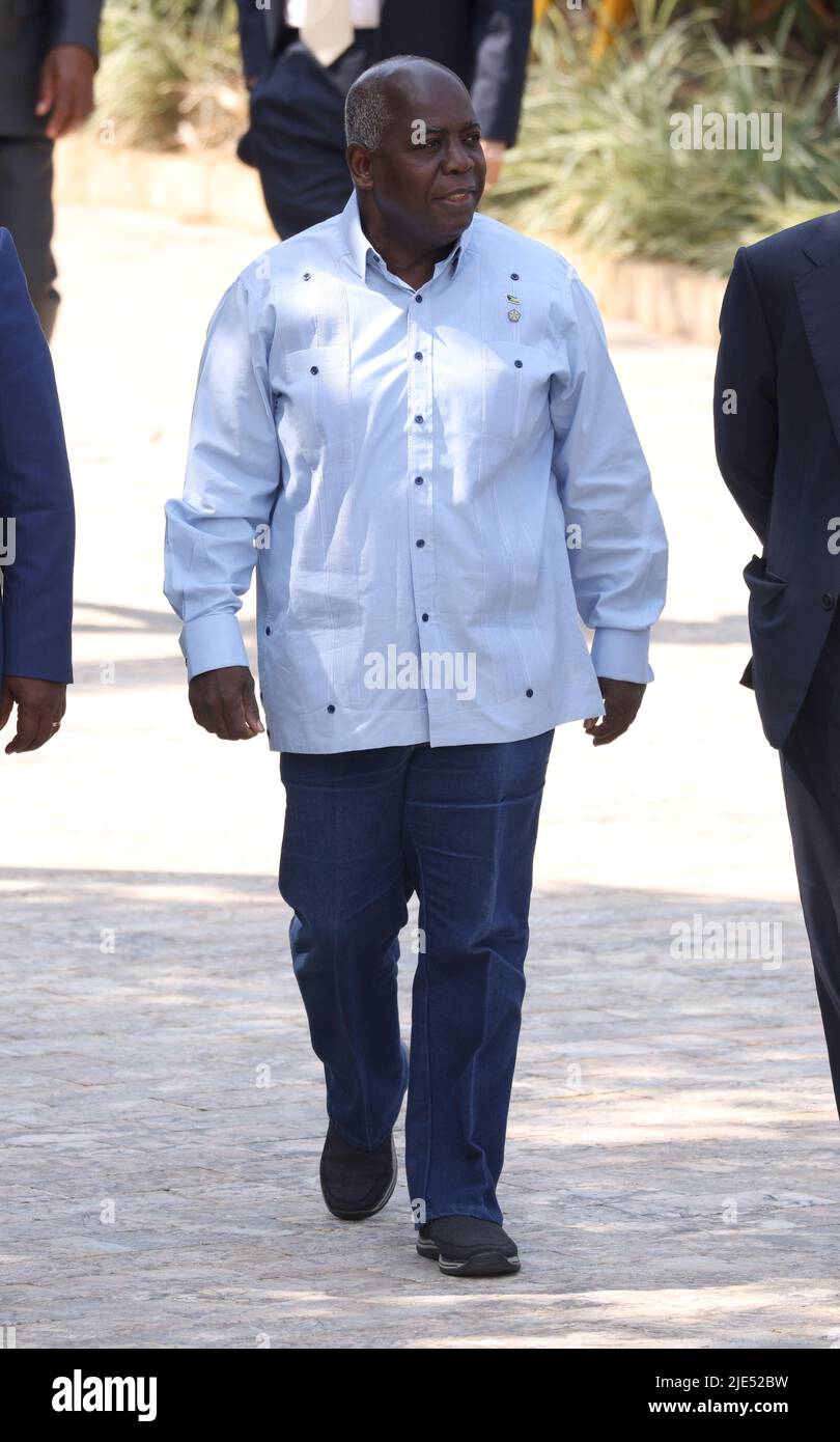 Prime Minister of the Bahamas Philip Davis arrives for the Leaders