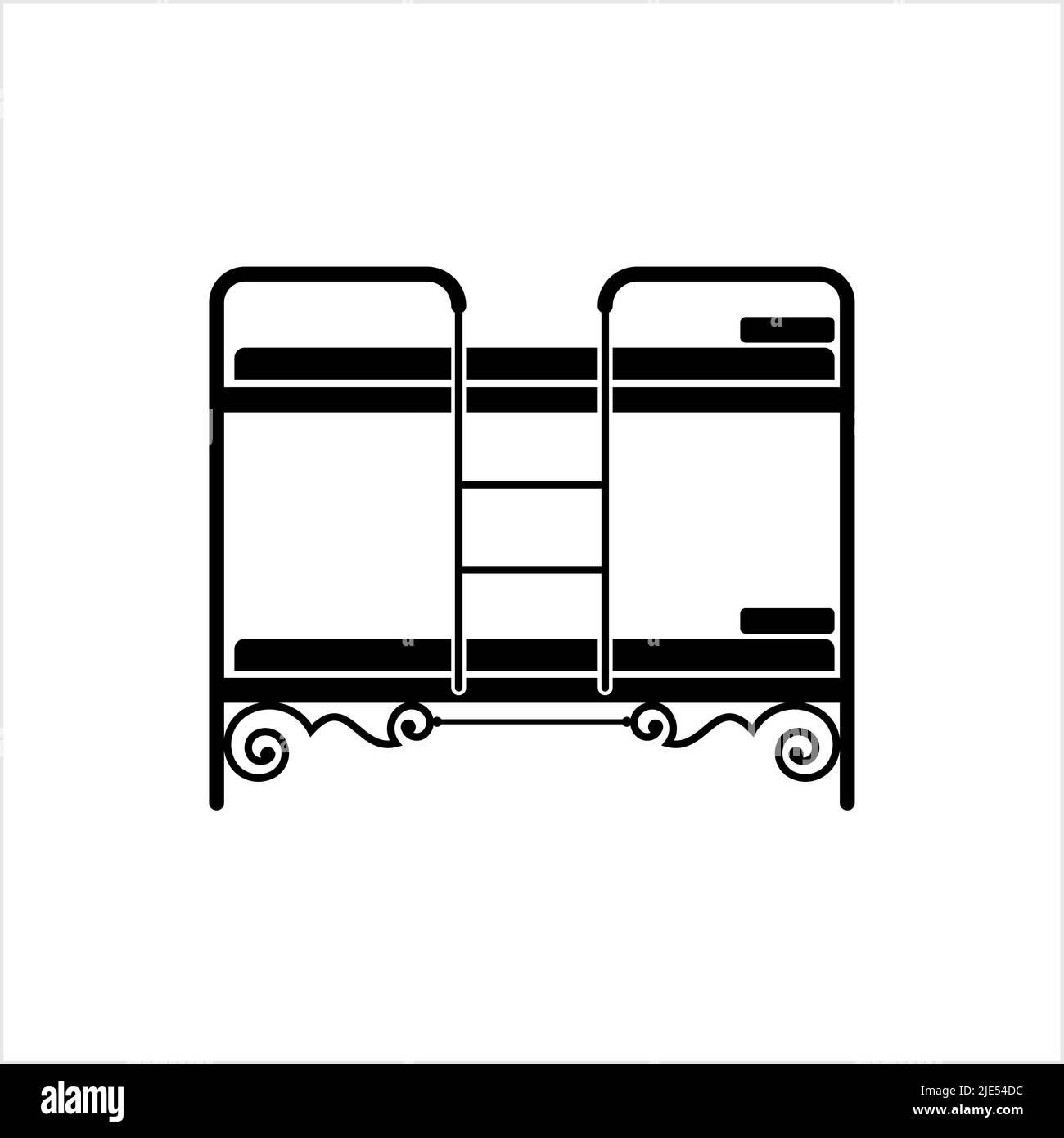 Bunk Bed Icon, Two Bed Frame Stacked On Top Of Another Vector Art ...