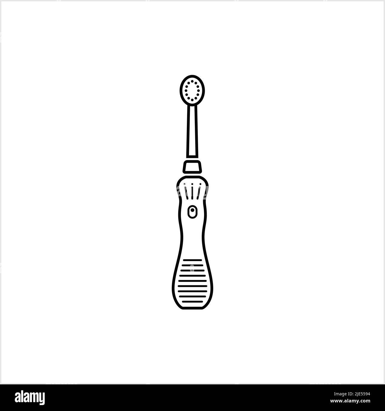 Electric Toothbrush Icon, Tooth Cleaning Brush Vector Art Illustration Stock Vector