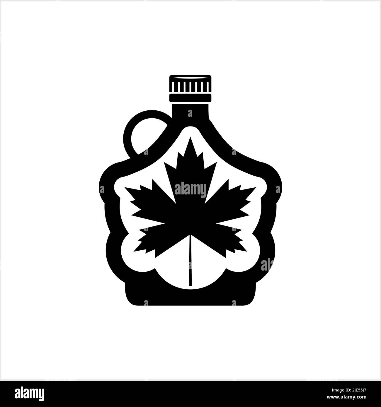 Maple Syrup Icon, Bottle Of Maple Tree Syrup Vector Art Illustration Stock Vector
