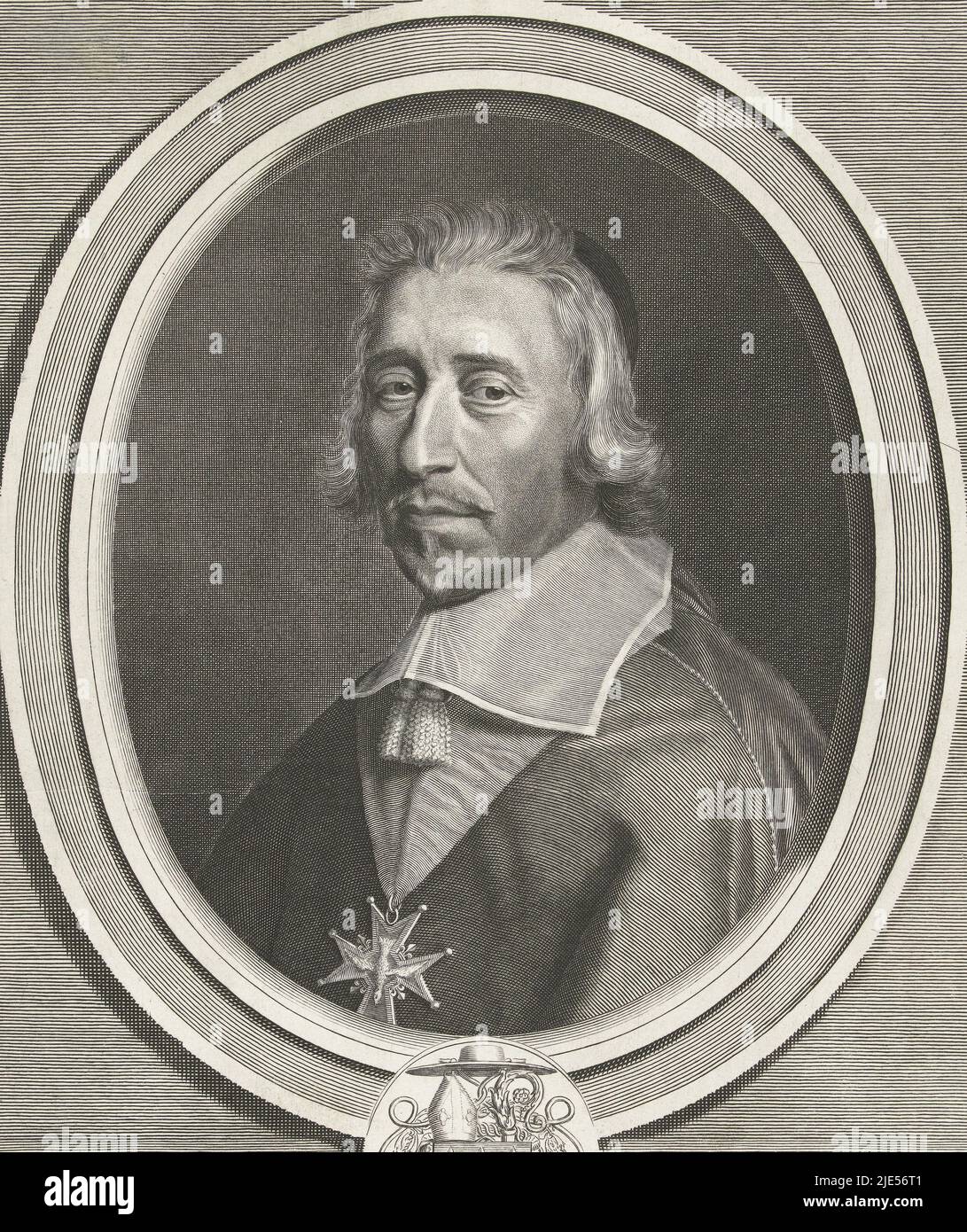 Portrait of Bishop Hardouin de Péréfixe de Beaumont, to the left, in an ...