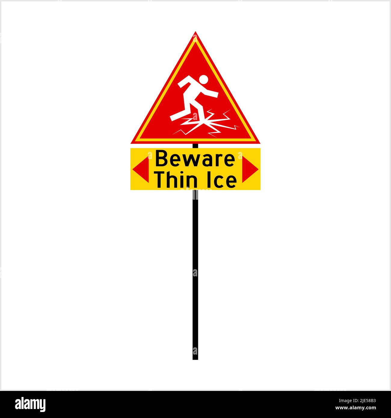 Beware Thin Ice Sign Vector Art Illustration Stock Vector Image & Art