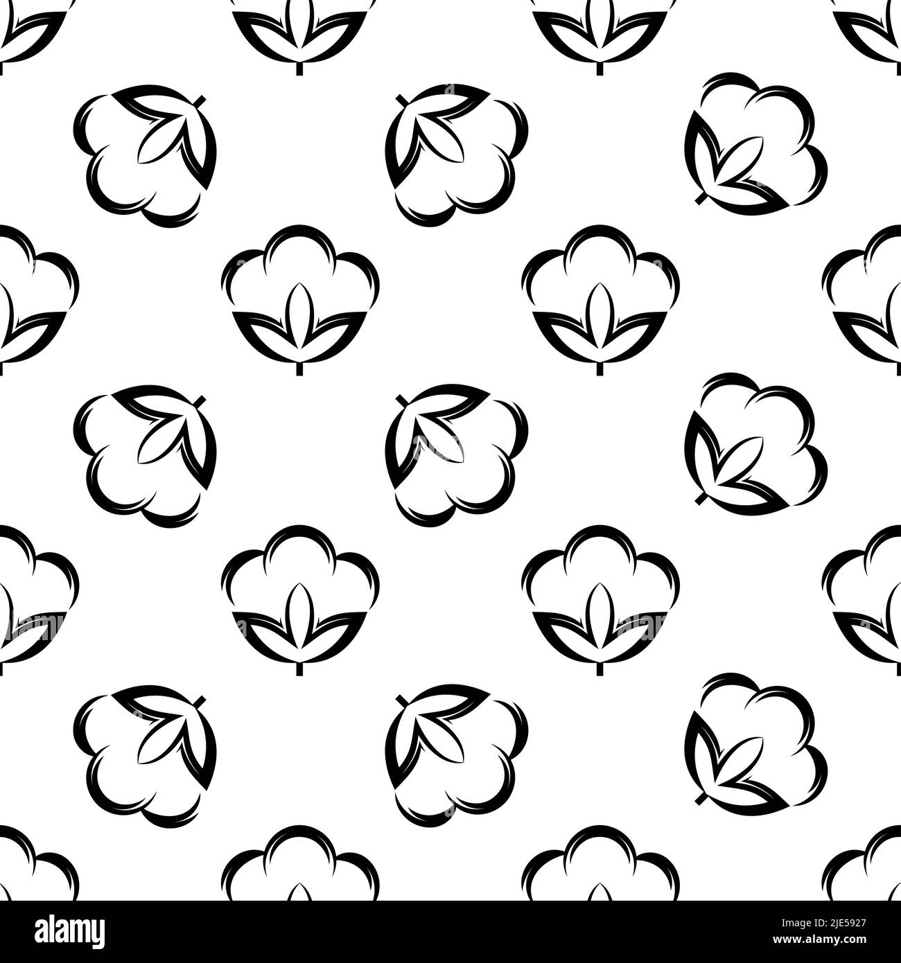 Cotton Flower Icon Seamless Pattern, Cotton Ball, Cotton Fiber Seamless ...