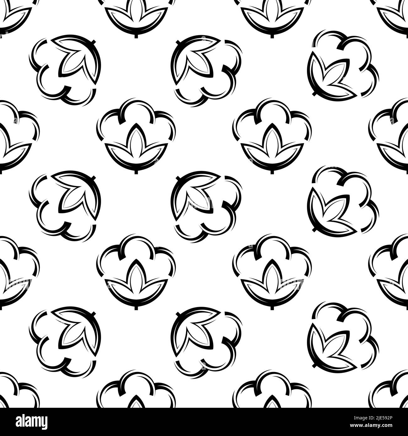 Cotton Flower Icon Seamless Pattern, Cotton Ball, Cotton Fiber Seamless ...