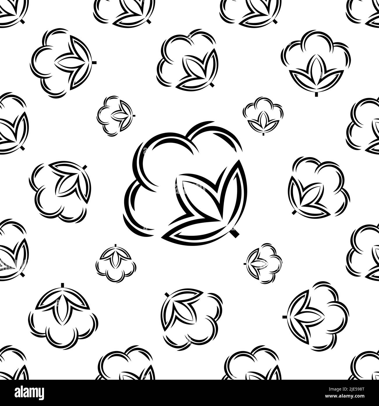 Cotton Flower Icon Seamless Pattern, Cotton Ball, Cotton Fiber Seamless ...