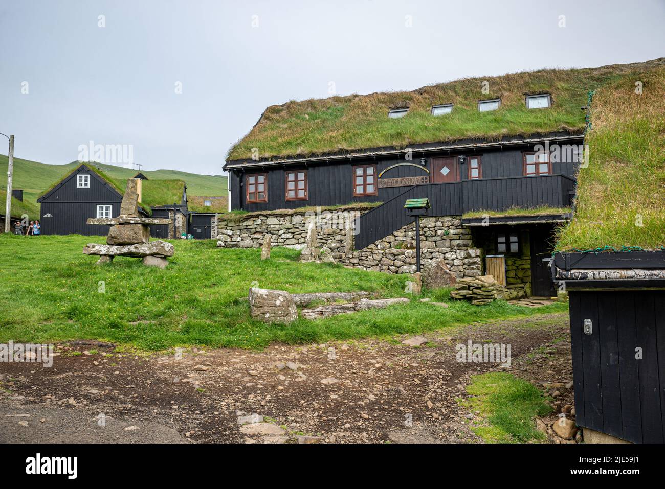 Mykines village, Mykines Island, Faroe Islands Stock Photo