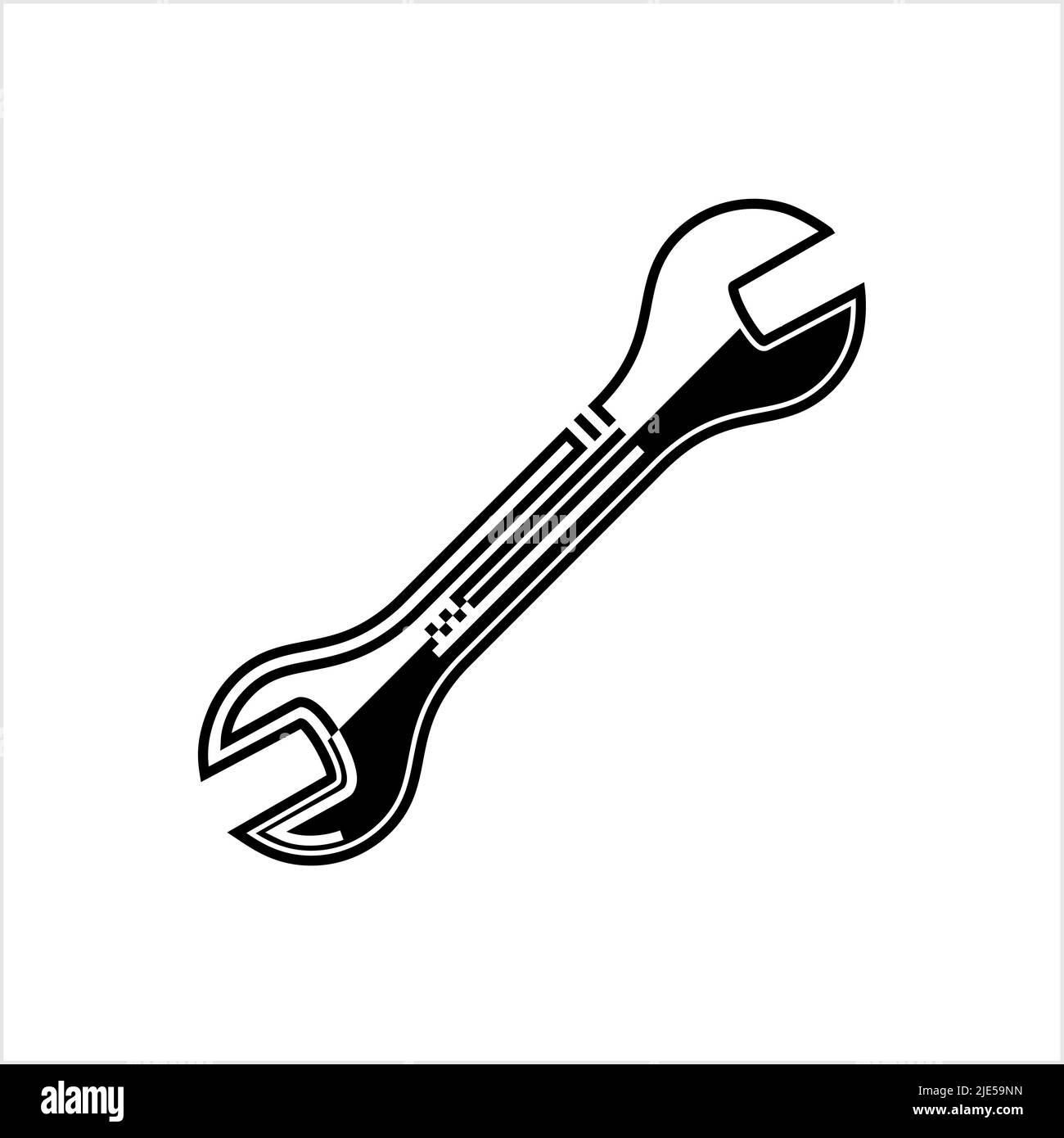 Open End Wrench Icon, Spanner Vector Art Illustration Stock Vector
