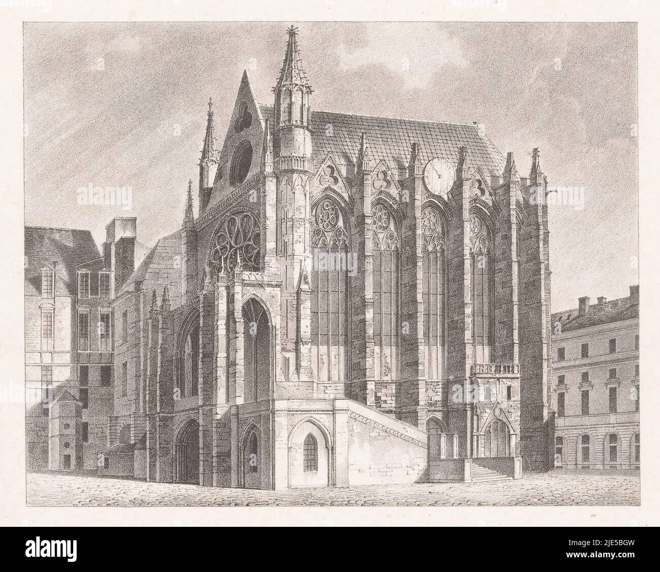 View of the Sainte-Chapelle in Paris Vue de la Ste Chapelle à Paris, Small faces of Paris (series title), print maker: Jean Baptiste Arnout, (mentioned on object), printer: François Séraphin Delpech, (mentioned on object), Paris, 1820 - 1821, paper, h 248 mm - w 317 mm Stock Photo