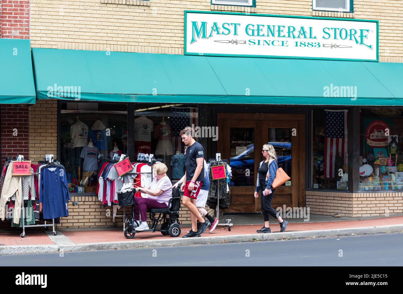 BOONE, NC, USA20 JUNE 2022 Mast General Store on Main Street, senior