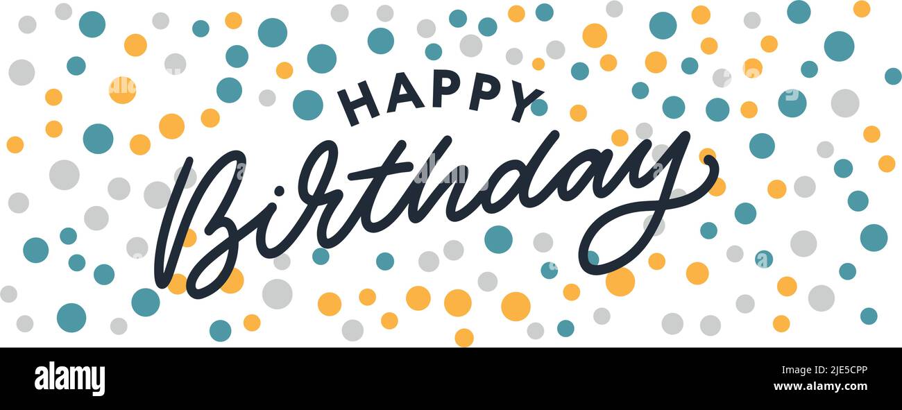 Happy Birthday lettering text banner, black color. Vector Stock Vector