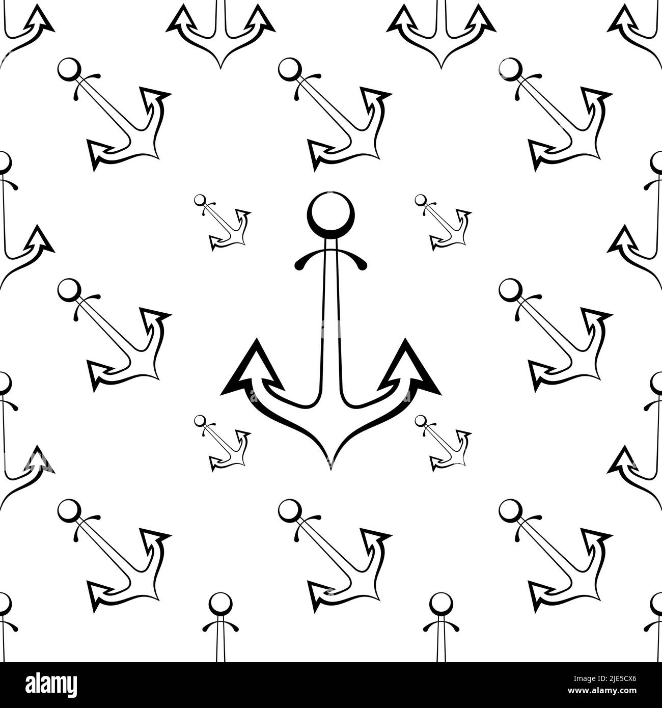 Anchor Icon Seamless Pattern, Flat Vector Art Illustration Stock Vector ...