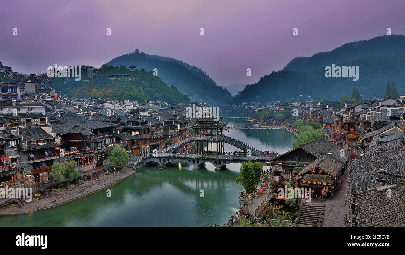 Landscape construction of Fenghuang ancient city in Ming and Qing Dynasties in Hunan Stock Photo