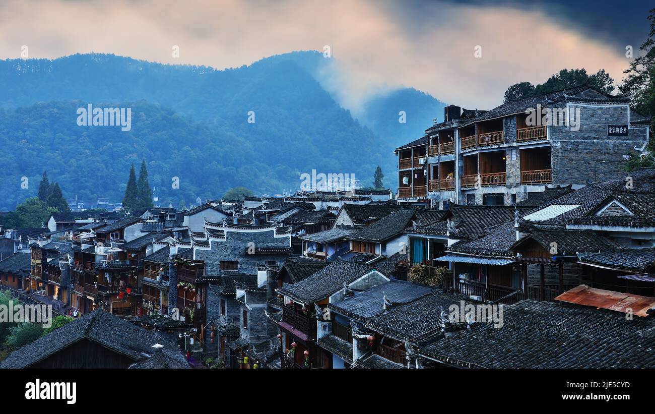 Landscape construction of Fenghuang ancient city in Ming and Qing Dynasties in Hunan Stock Photo