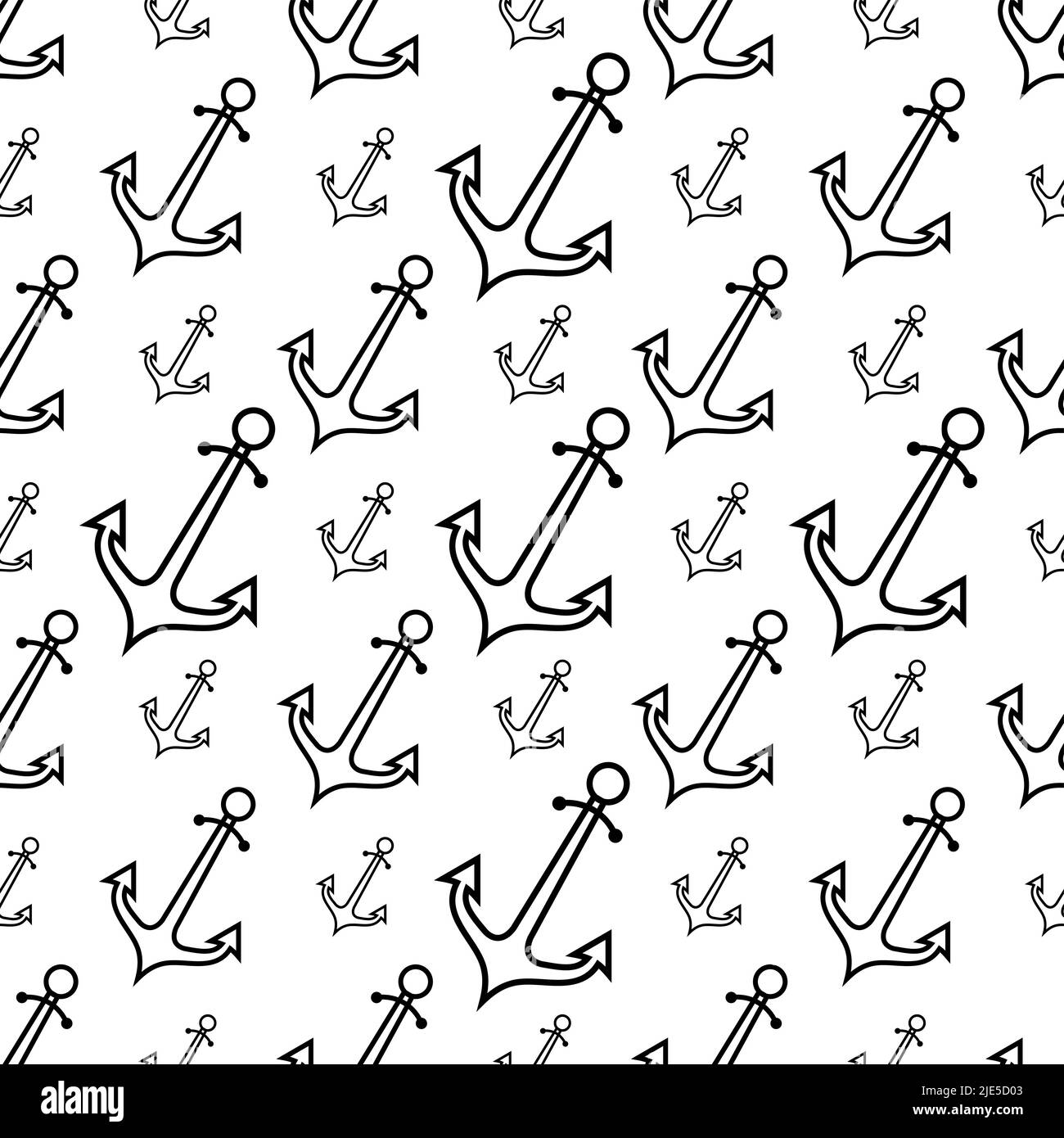 Anchor Icon Seamless Pattern, Flat Vector Art Illustration Stock Vector ...