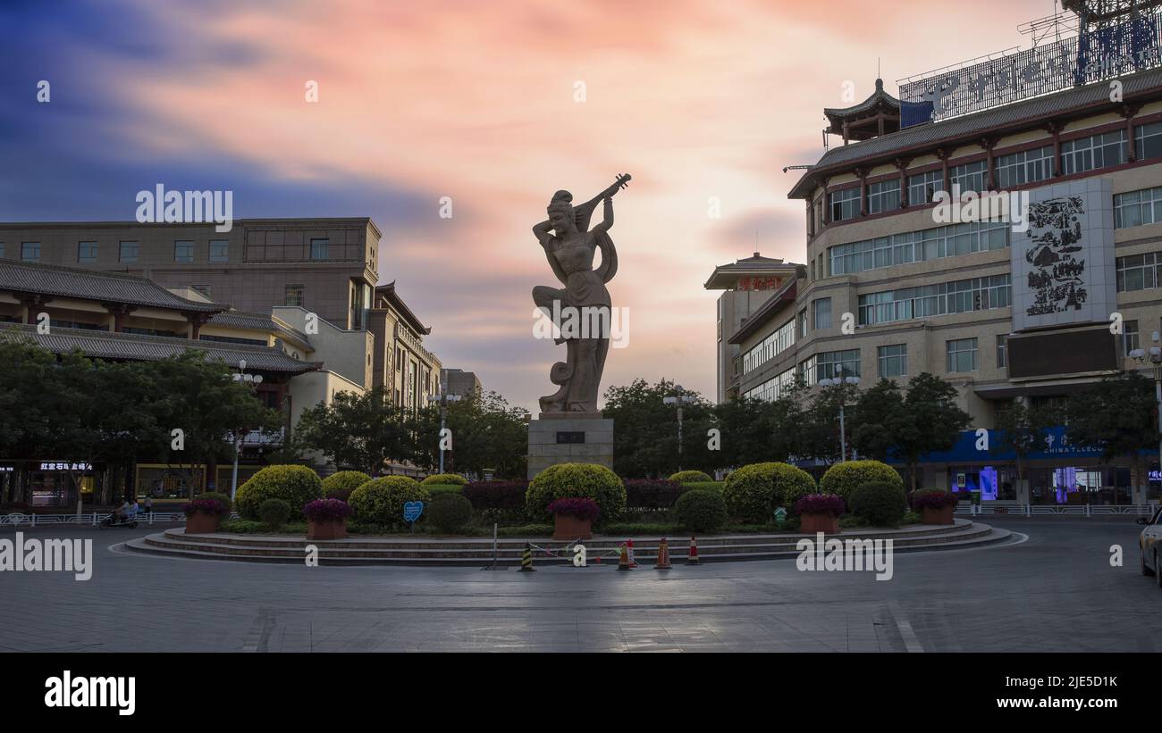 Gansu province dunhuang mogao grottoes landscape architecture Stock Photo