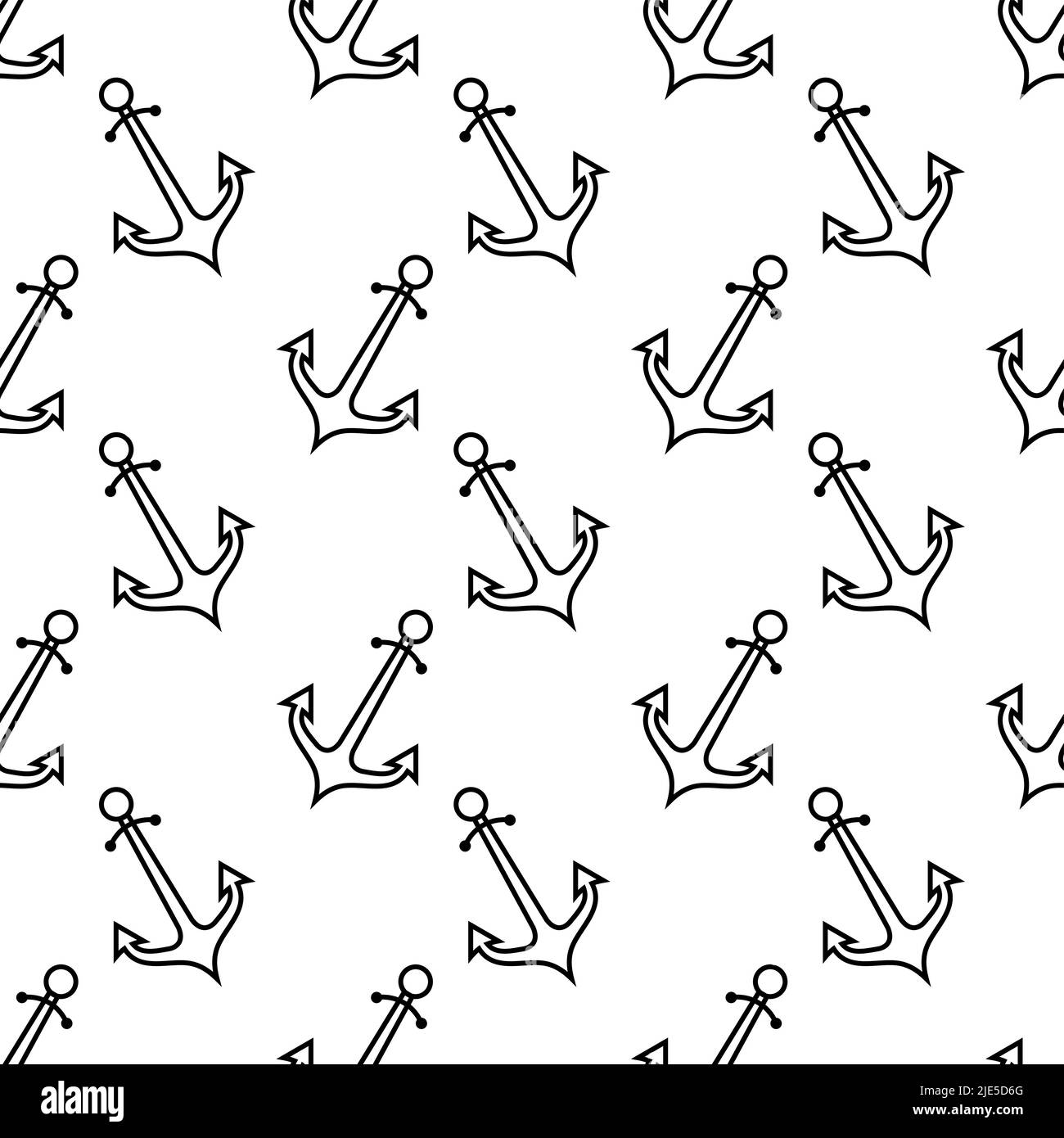 Anchor Icon Seamless Pattern, Flat Vector Art Illustration Stock Vector ...