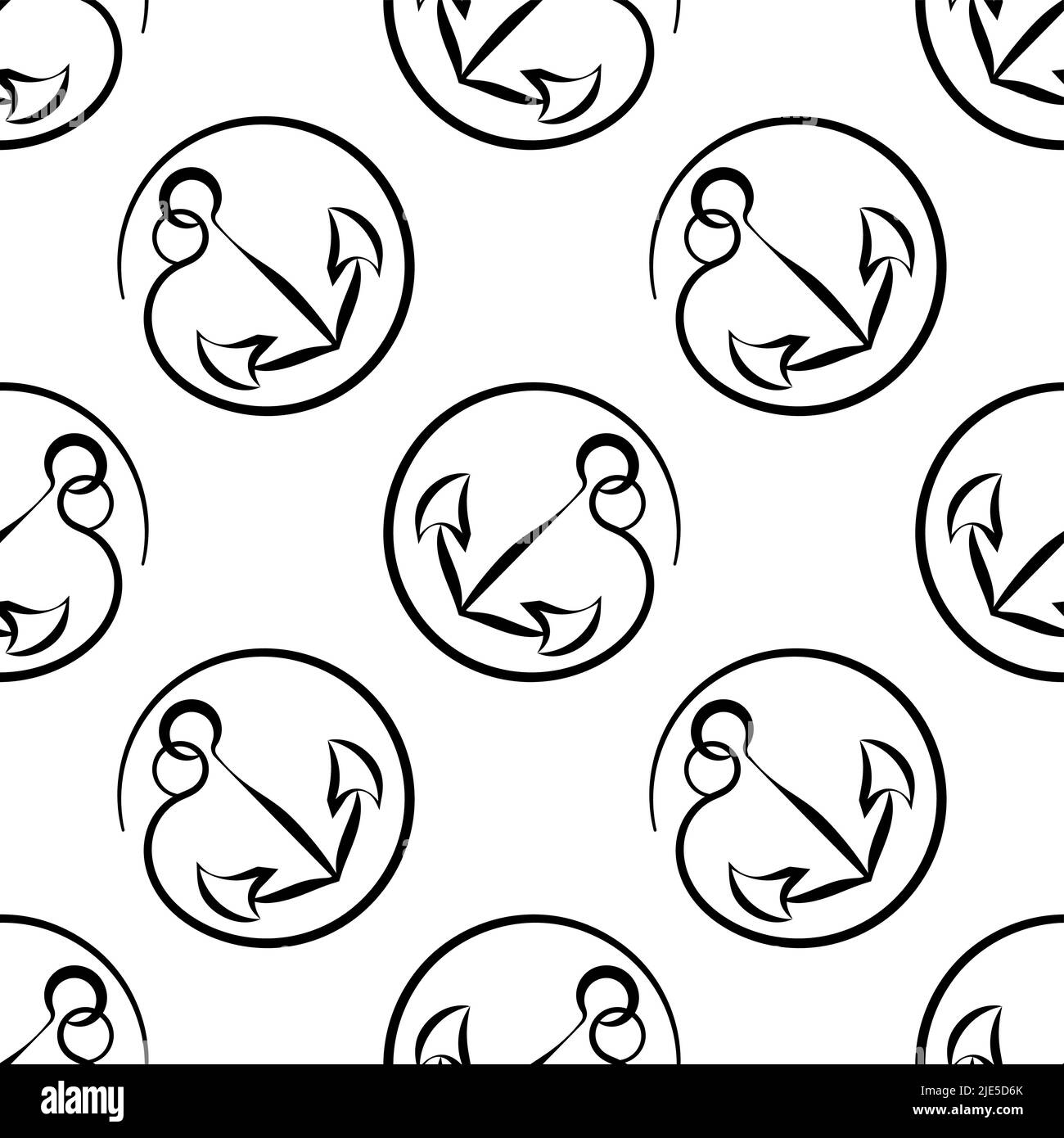 Anchor Icon Seamless Pattern, Flat Vector Art Illustration Stock Vector ...
