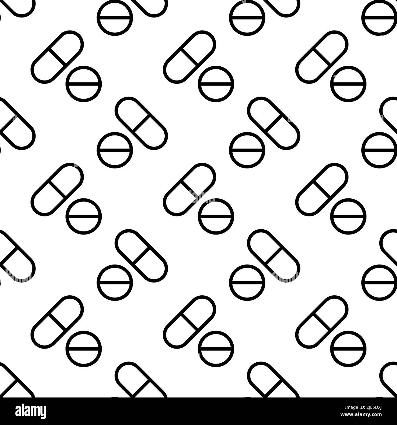 Capsule Pills Icon Seamless Pattern Vector Art Illustration Stock ...