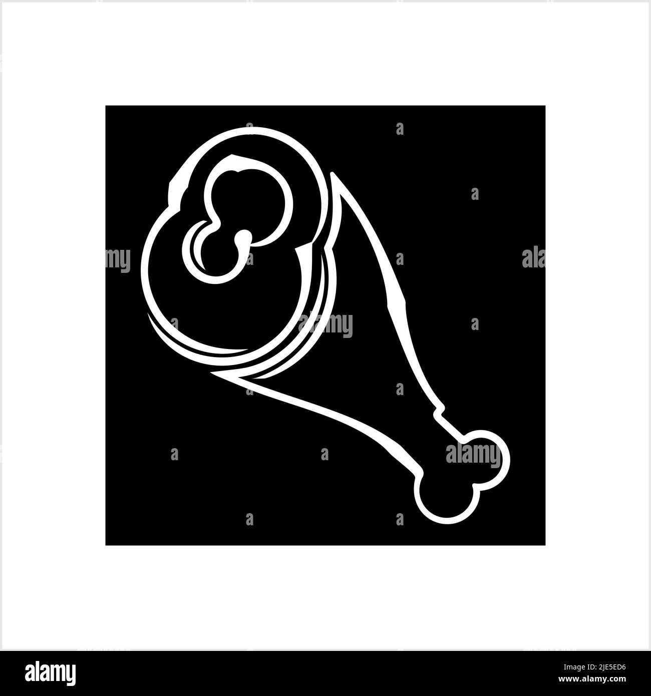 Chicken Leg Icon, Turkey Leg Icon Vector Art Illustration Stock Vector