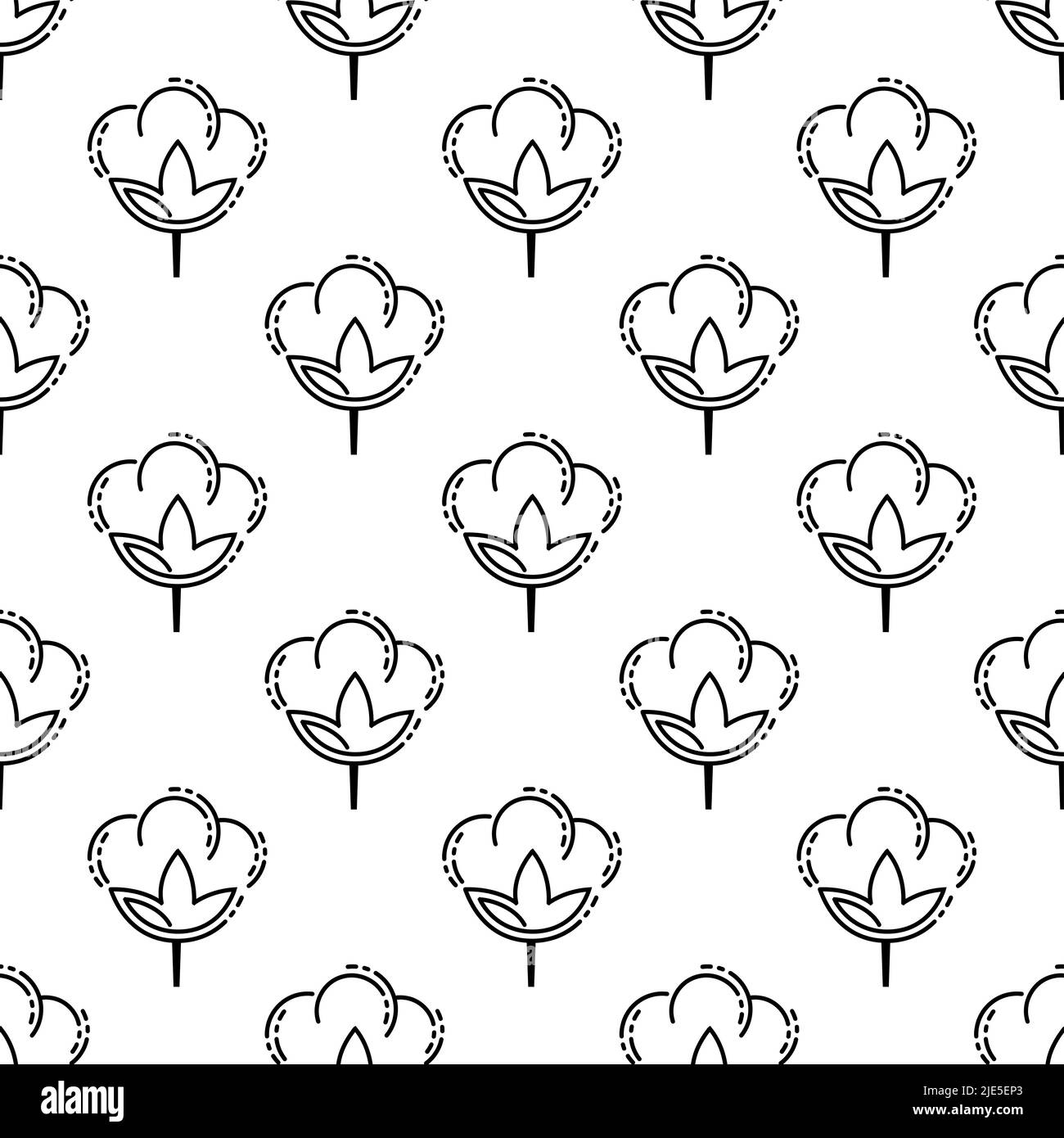 Cotton Flower Icon Seamless Pattern, Cotton Ball, Cotton Fiber Seamless ...