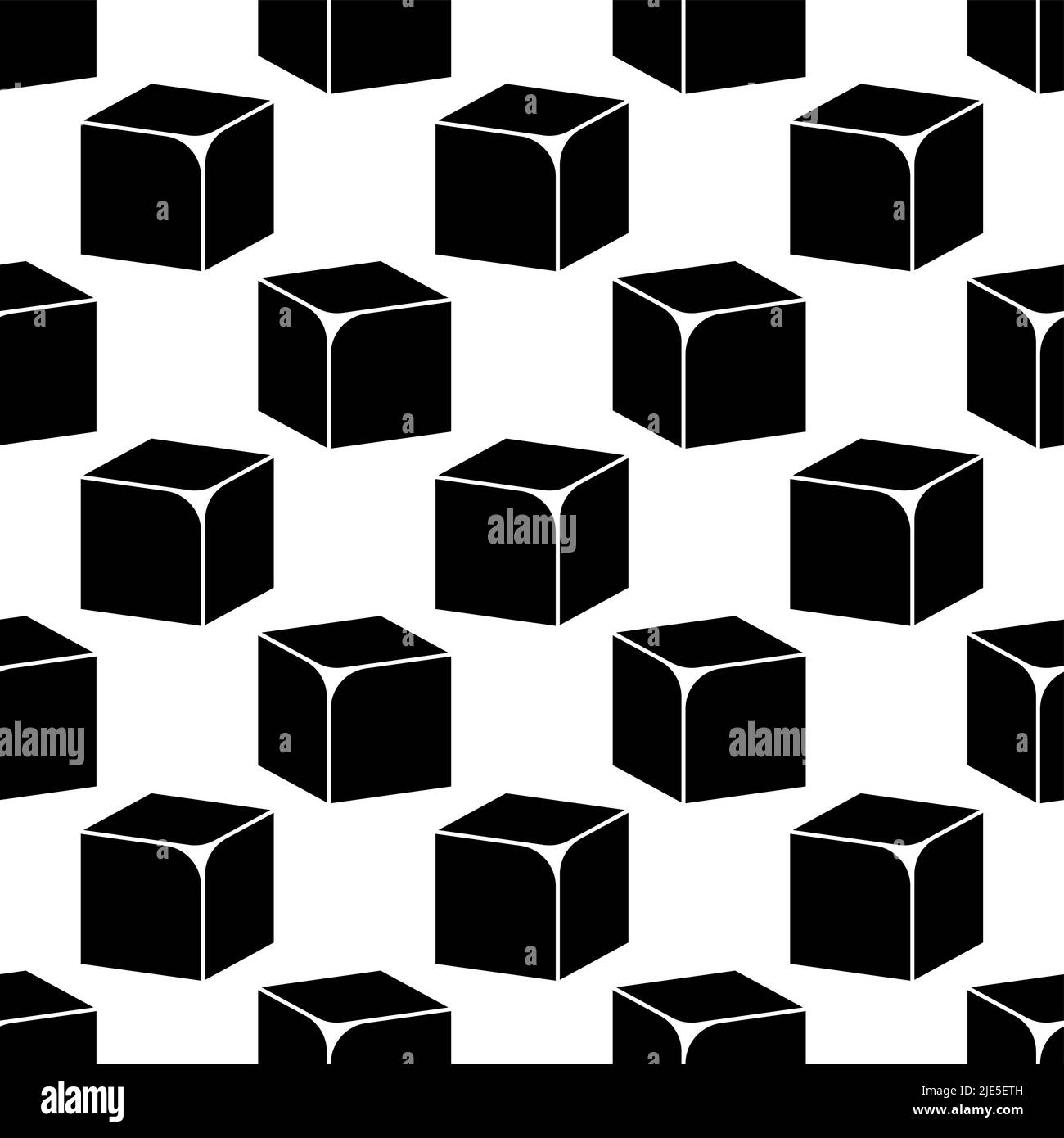 Cube Icon, 3d Line Art Design Seamless Pattern Vector Art Illustration Stock Vector