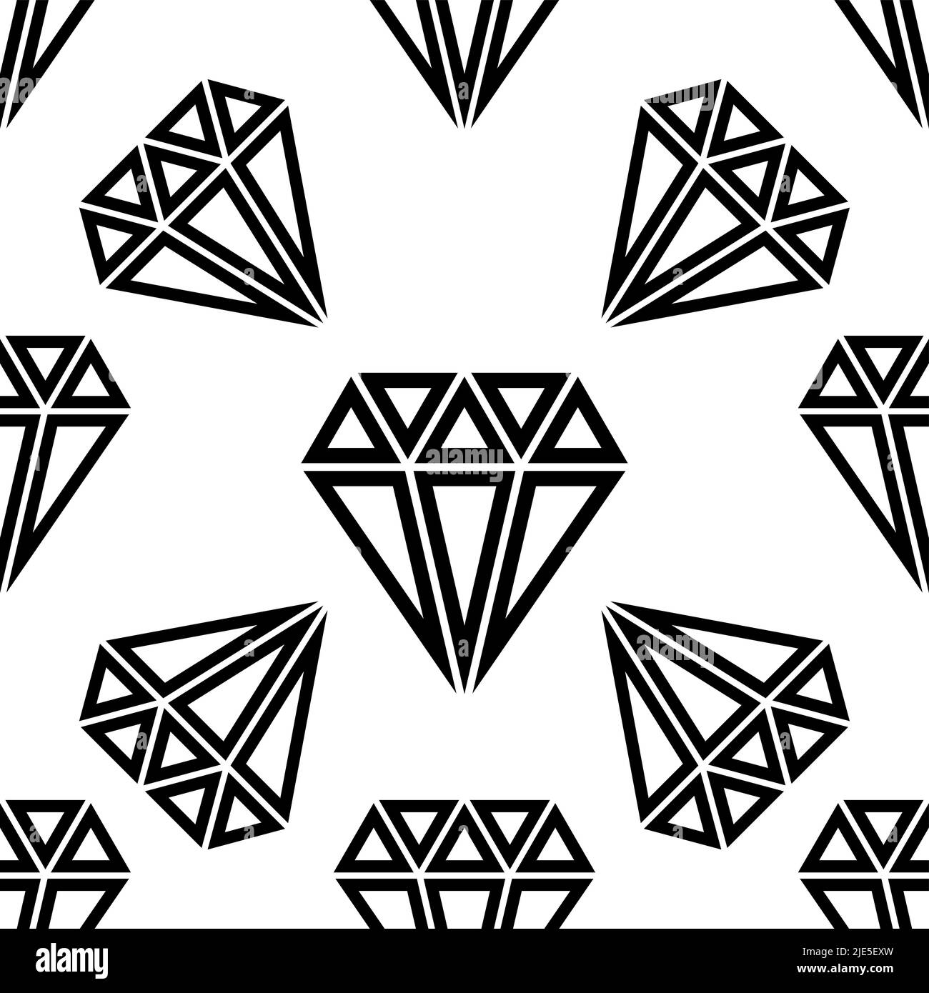 Diamond Icon, Diamond Cut Seamless Pattern Vector Art Illustration Stock Vector