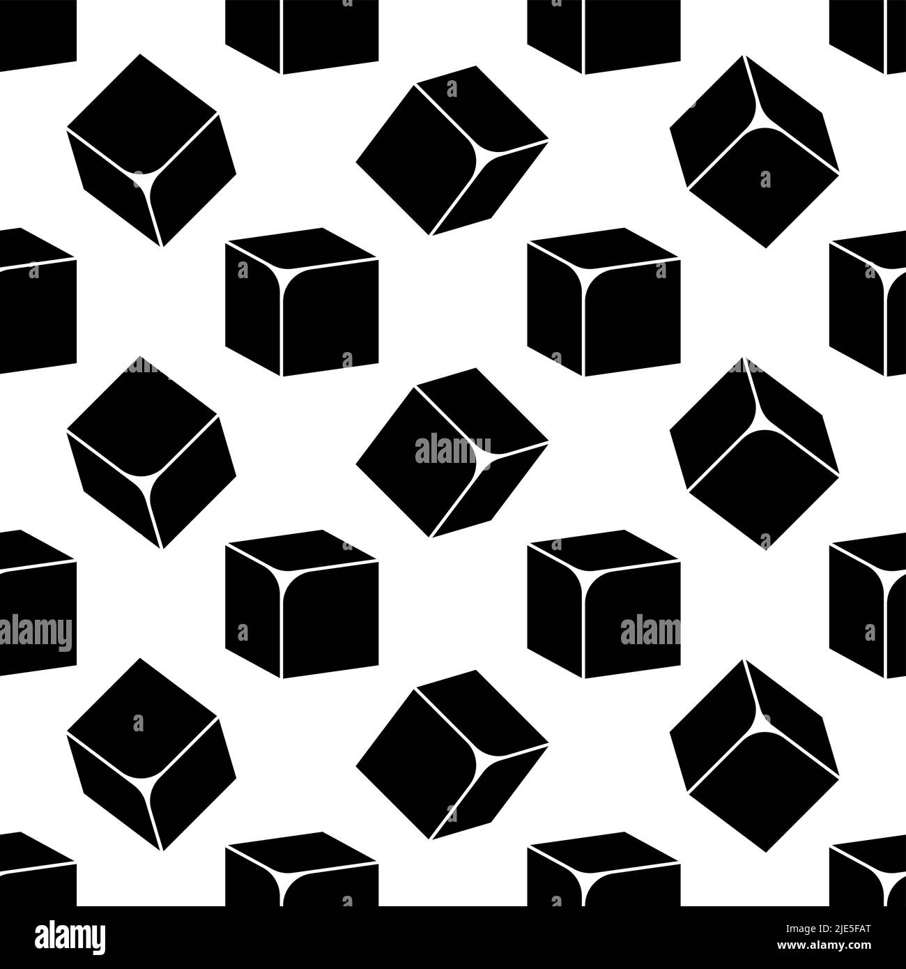 Cube Icon, 3d Line Art Design Seamless Pattern Vector Art Illustration ...