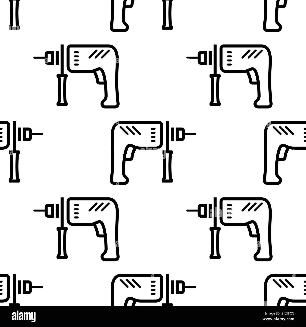 Drill Machine Icon, Machine Tool Icon Seamless Pattern Vector Art