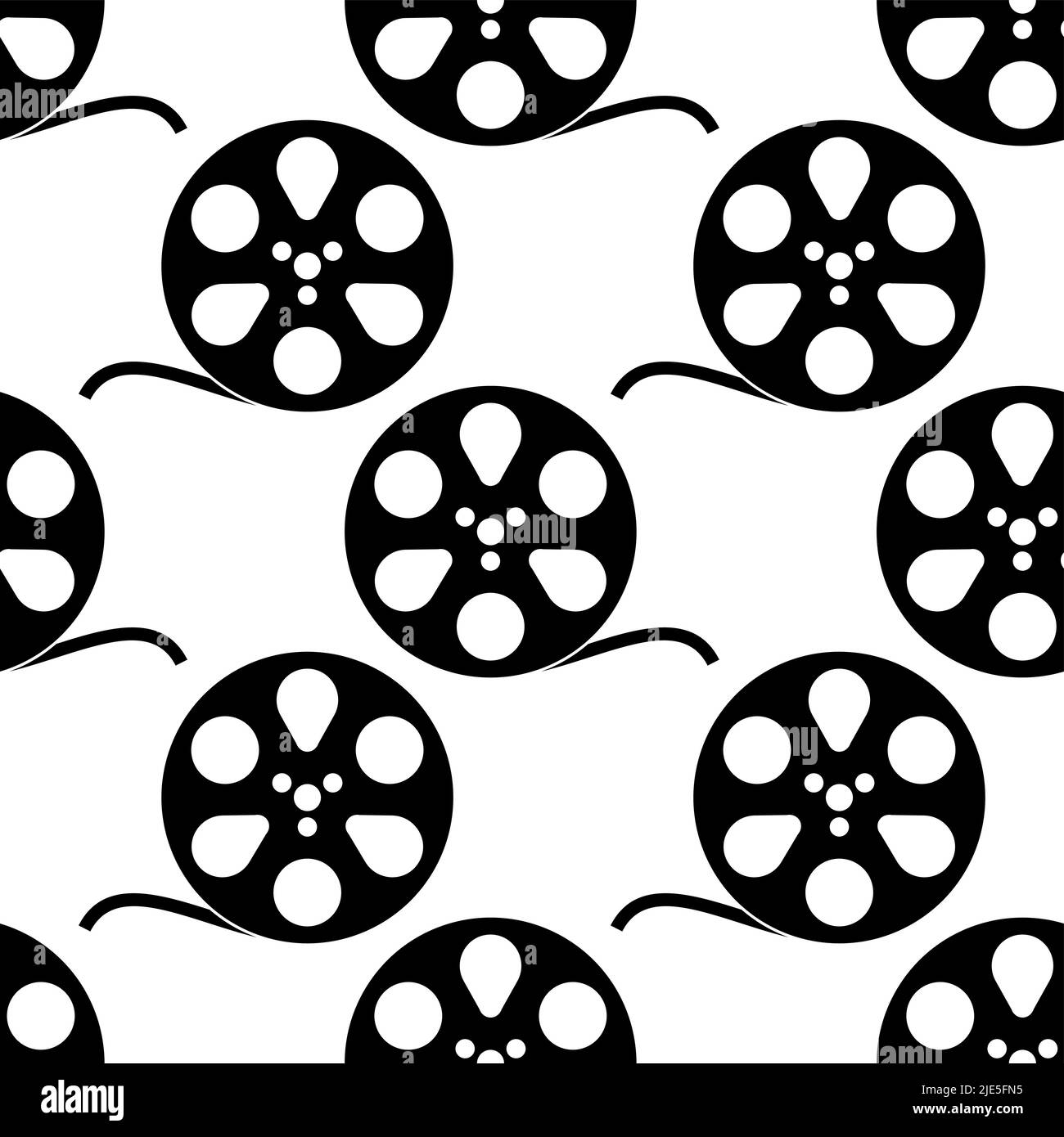Film Reel Icon, Cinema Movie Reel Icon Seamless Pattern Vector Art ...