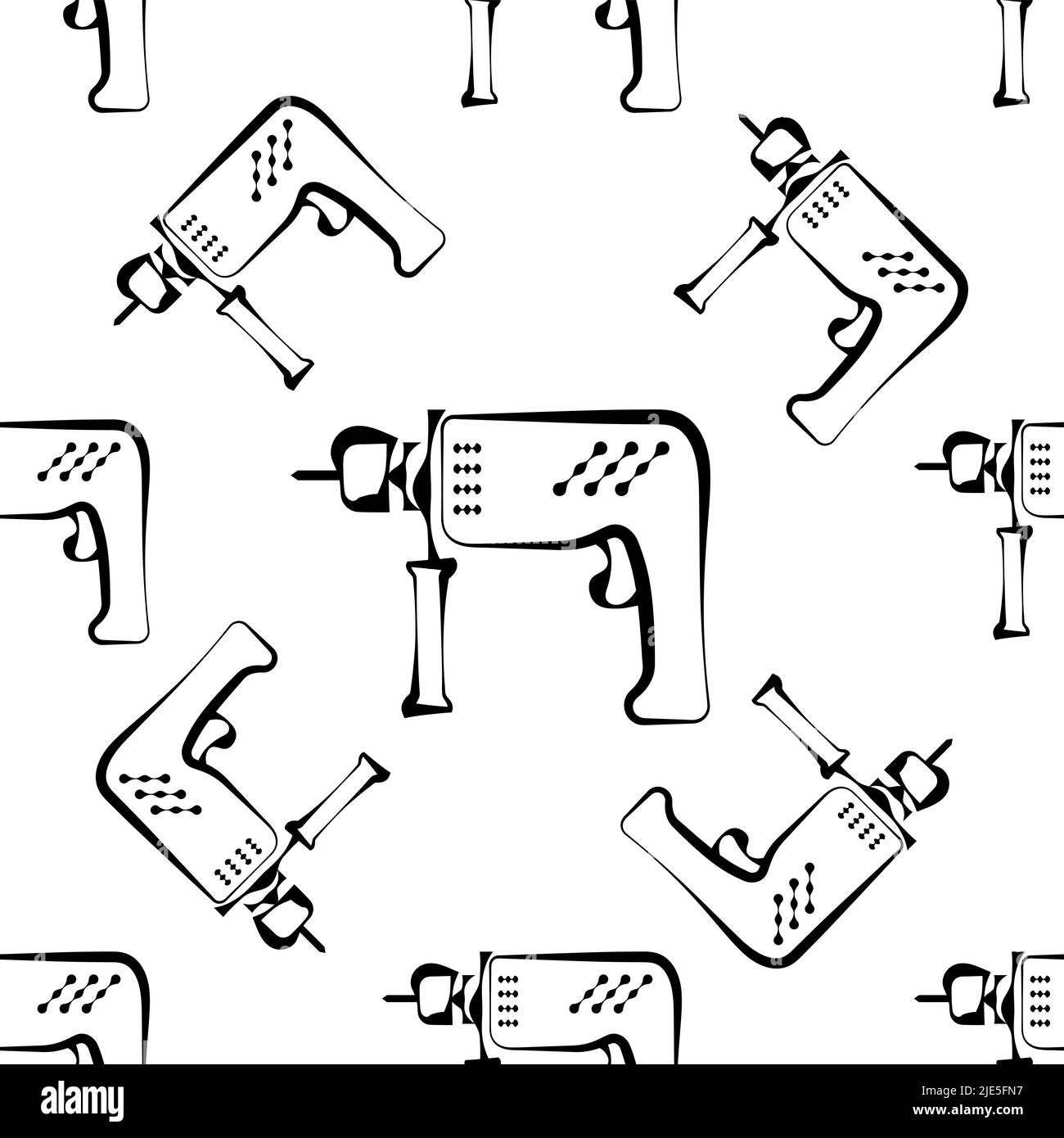 Drill Machine Icon, Machine Tool Icon Seamless Pattern Vector Art ...