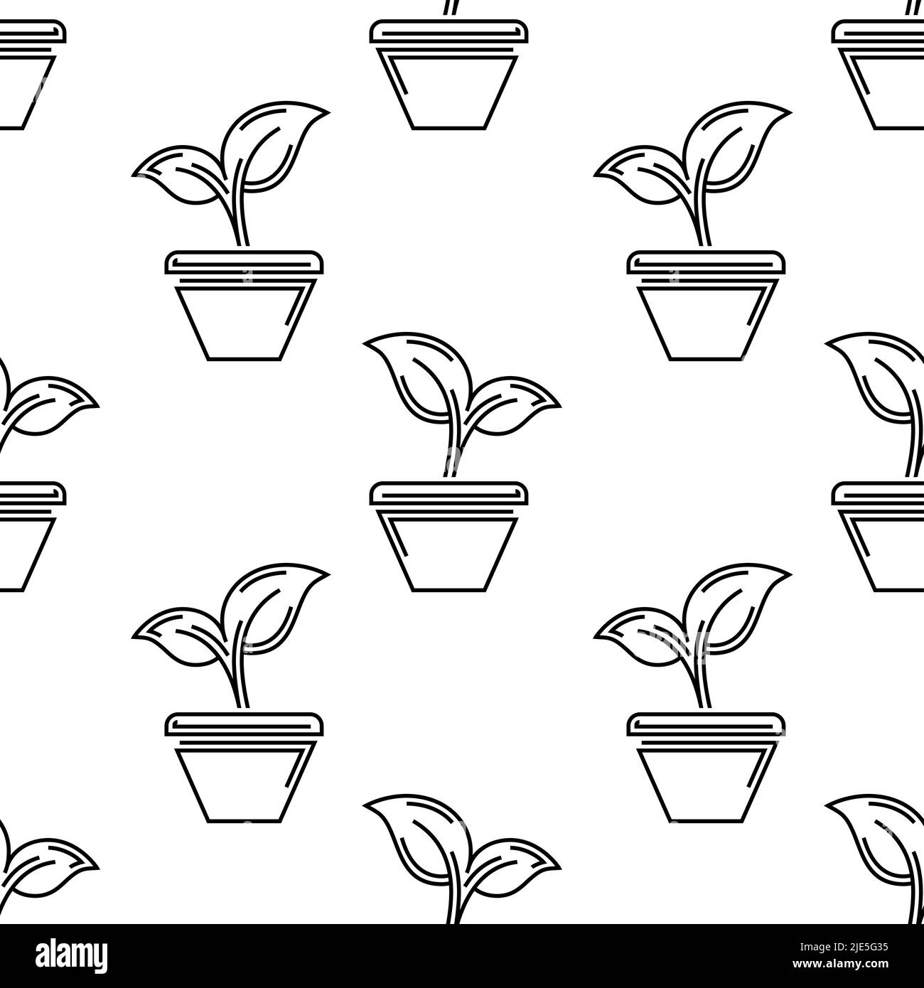 Plant Pot Icon Seamless Pattern Vector Art Illustration Stock Vector ...