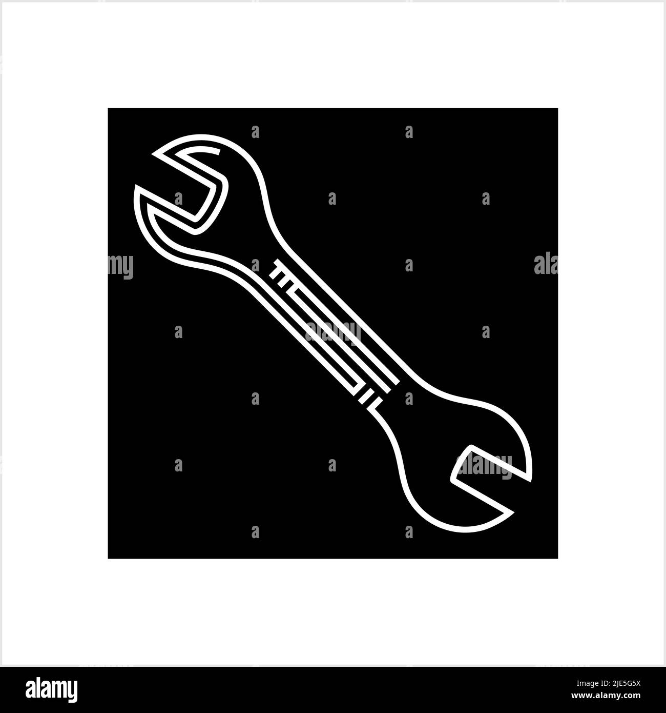 Open End Wrench Icon, Spanner Vector Art Illustration Stock Vector
