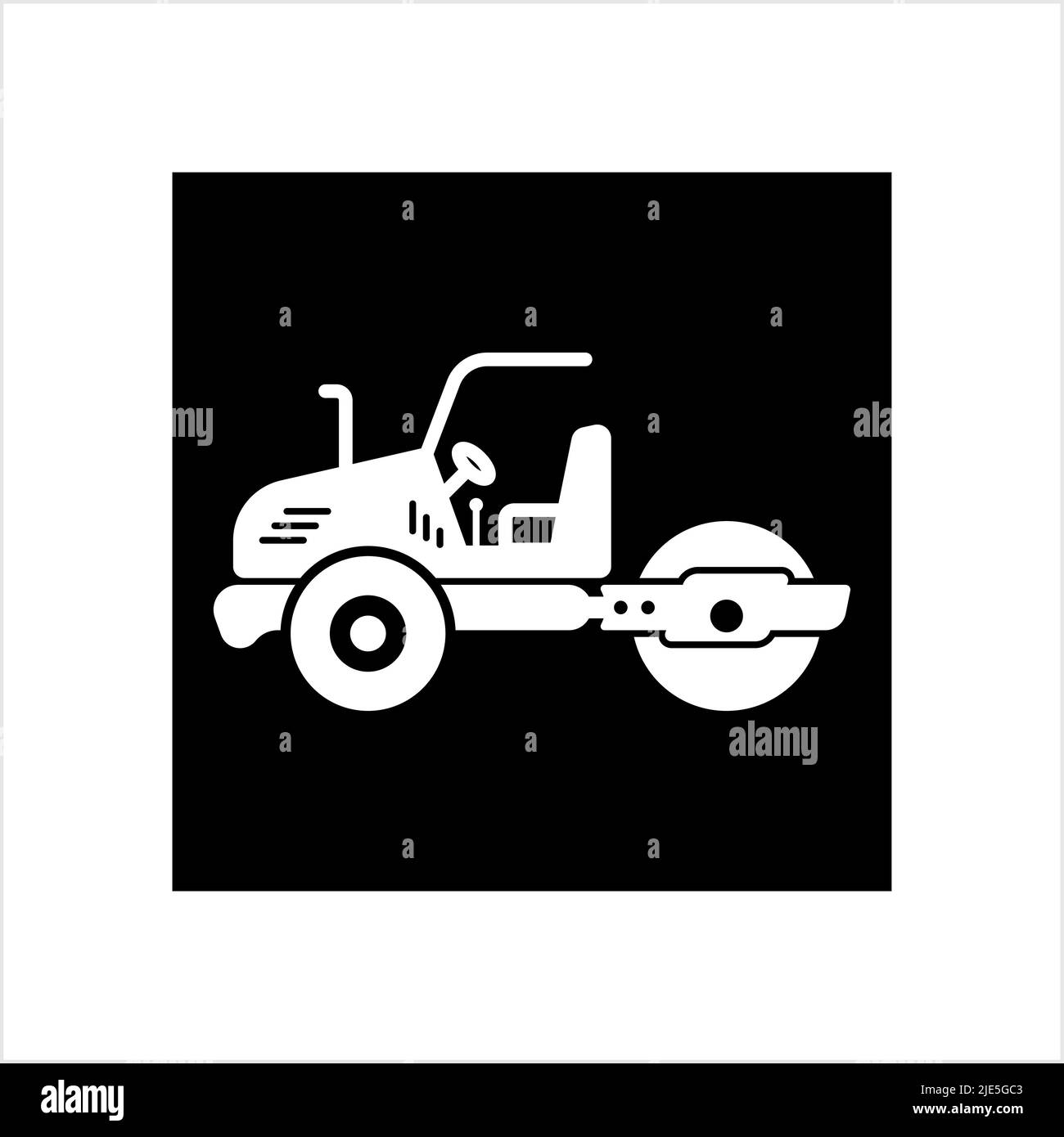 Road Roller Icon, Construction Vehicle Icon Vector Art Illustration ...