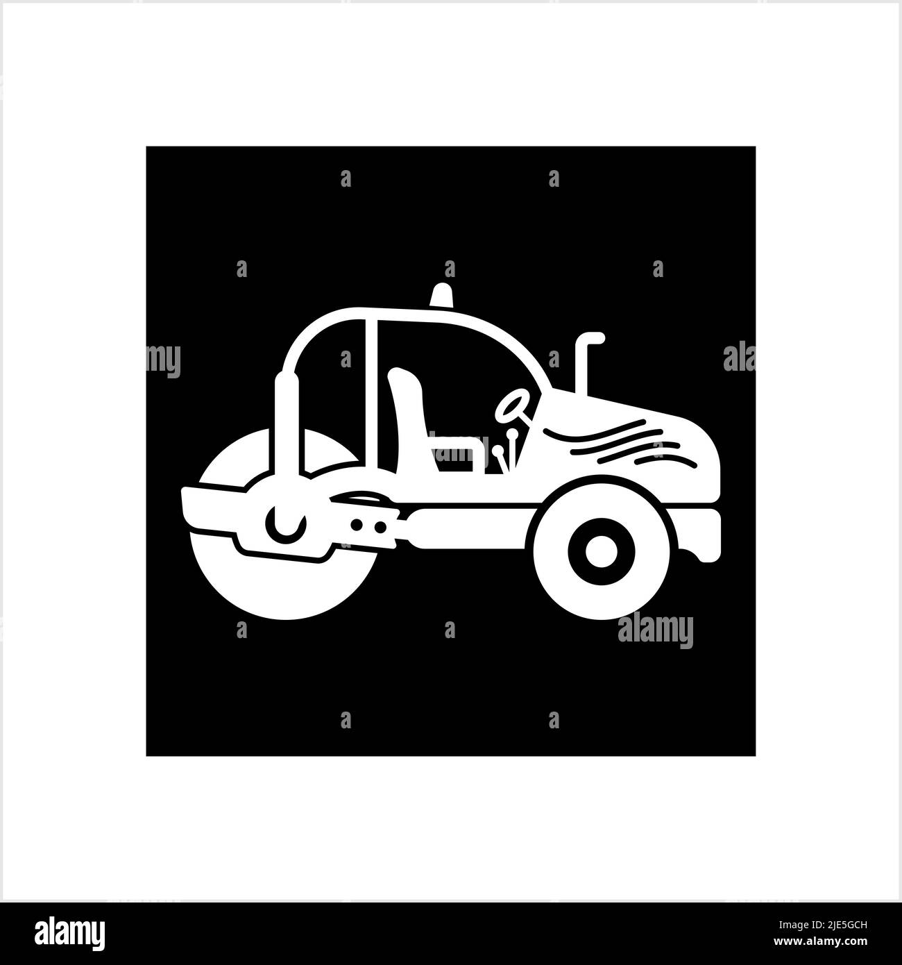 Road Roller Icon, Construction Vehicle Icon Vector Art Illustration ...