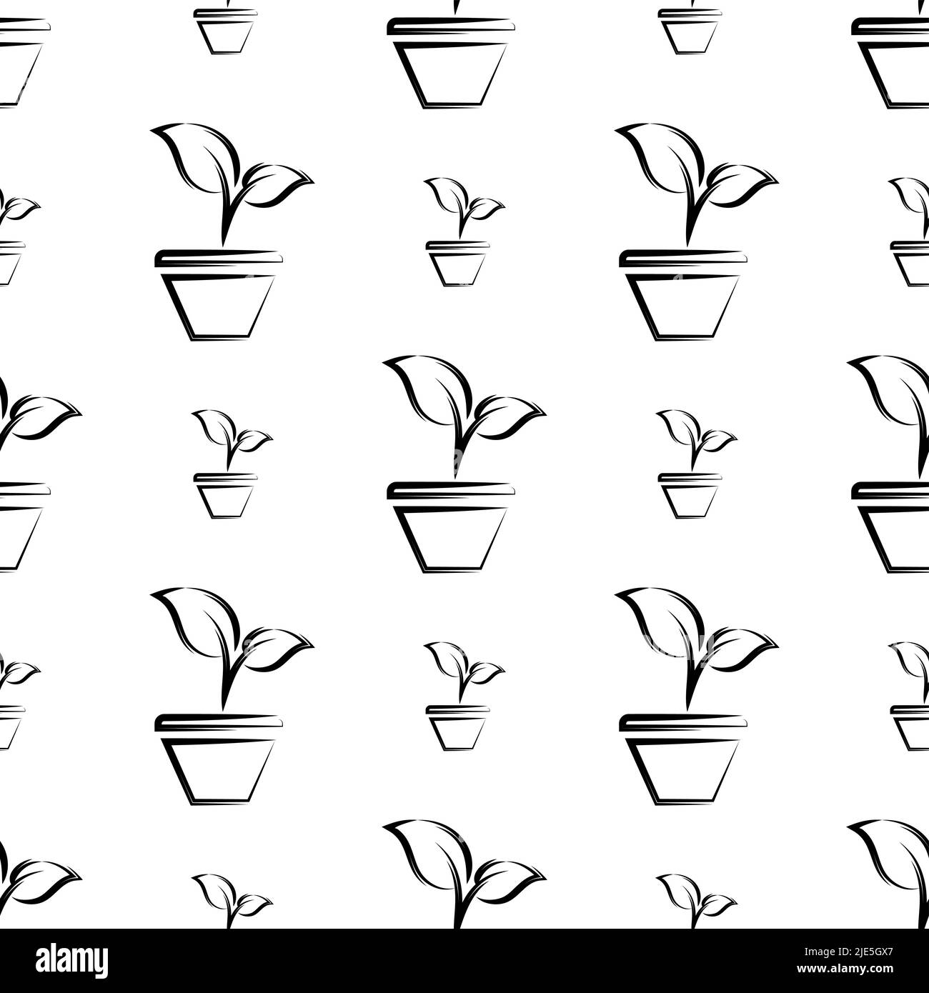 Plant Pot Icon Seamless Pattern Vector Art Illustration Stock Vector ...