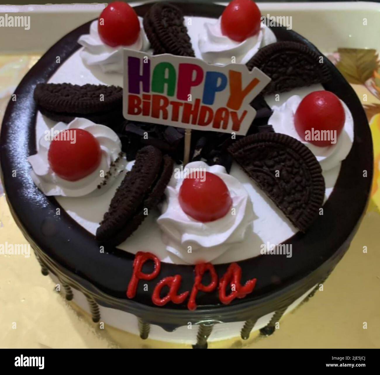 Happy birthday Papa/ Birthday cake for father/India Stock Photo ...