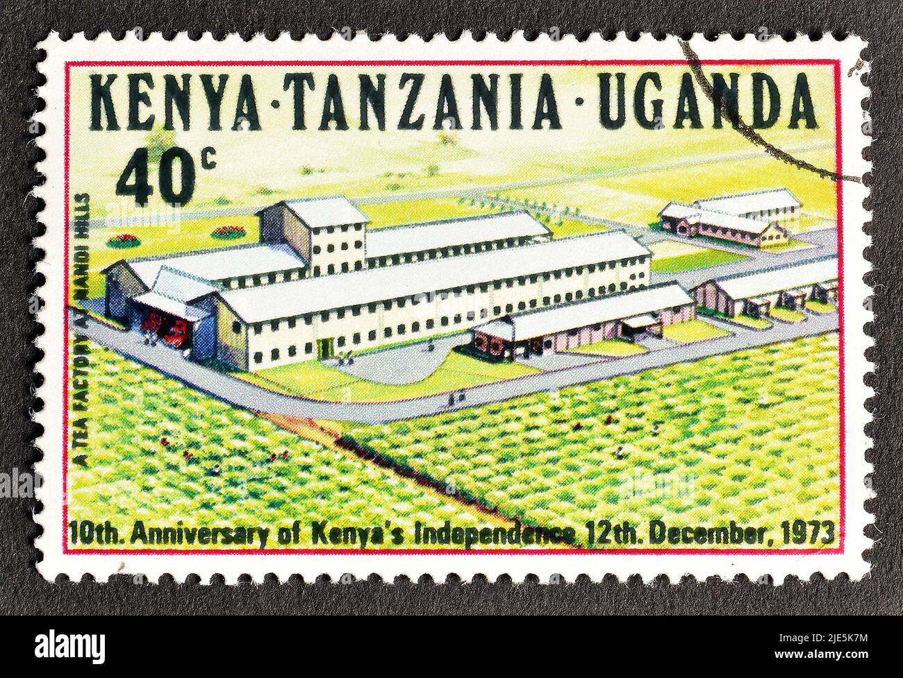 Cancelled postage stamp printed by Tea Factory at Nandi Hills, 10th ...