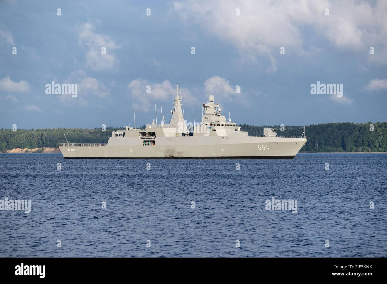 new build Meko 200 type frigate AL-AZIZ 904 for the Egyptian Navy on sea trial in the Eckernförde Bight Stock Photo