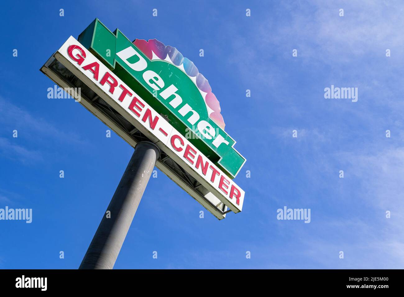 Dehner garden centre sign against blue sky Stock Photo Alamy