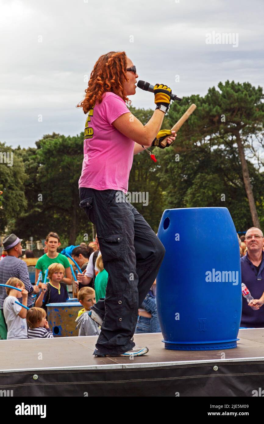 Junk percussion band Weapons of Sound at Boomfest in Clarence Park, WestonsuperMare, UK on 20